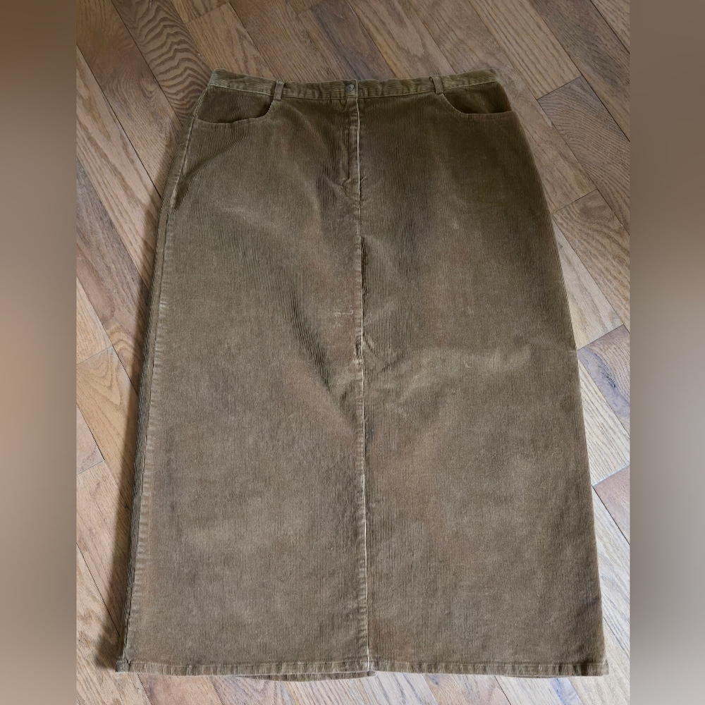 Sag Harbor Sports Tan Corduroy Midi Skirt